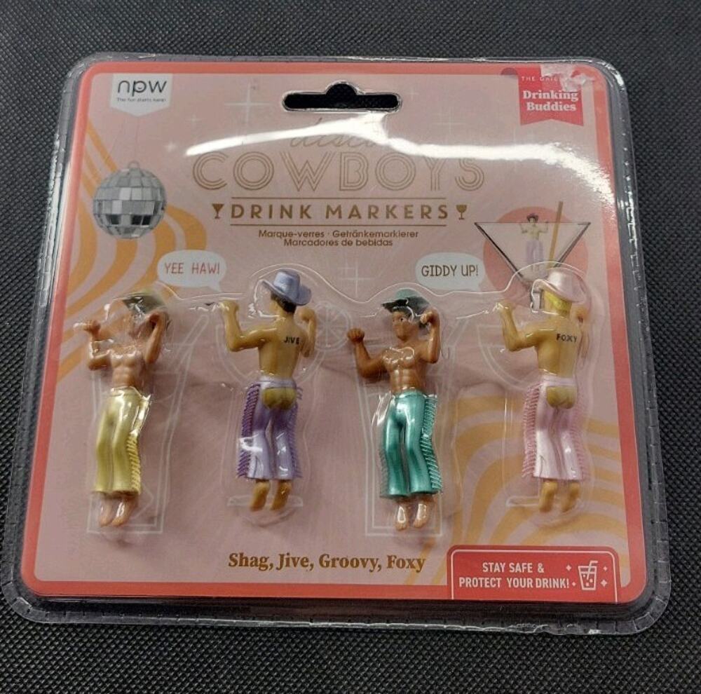Disco Cowboys Drinking Buddies Pack of 4 Drink Markers - Yeehaw!